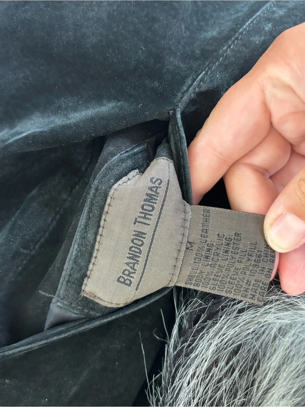 Vintage Y2K 90s penny lane black suede leather faux fur jacket Size medium
